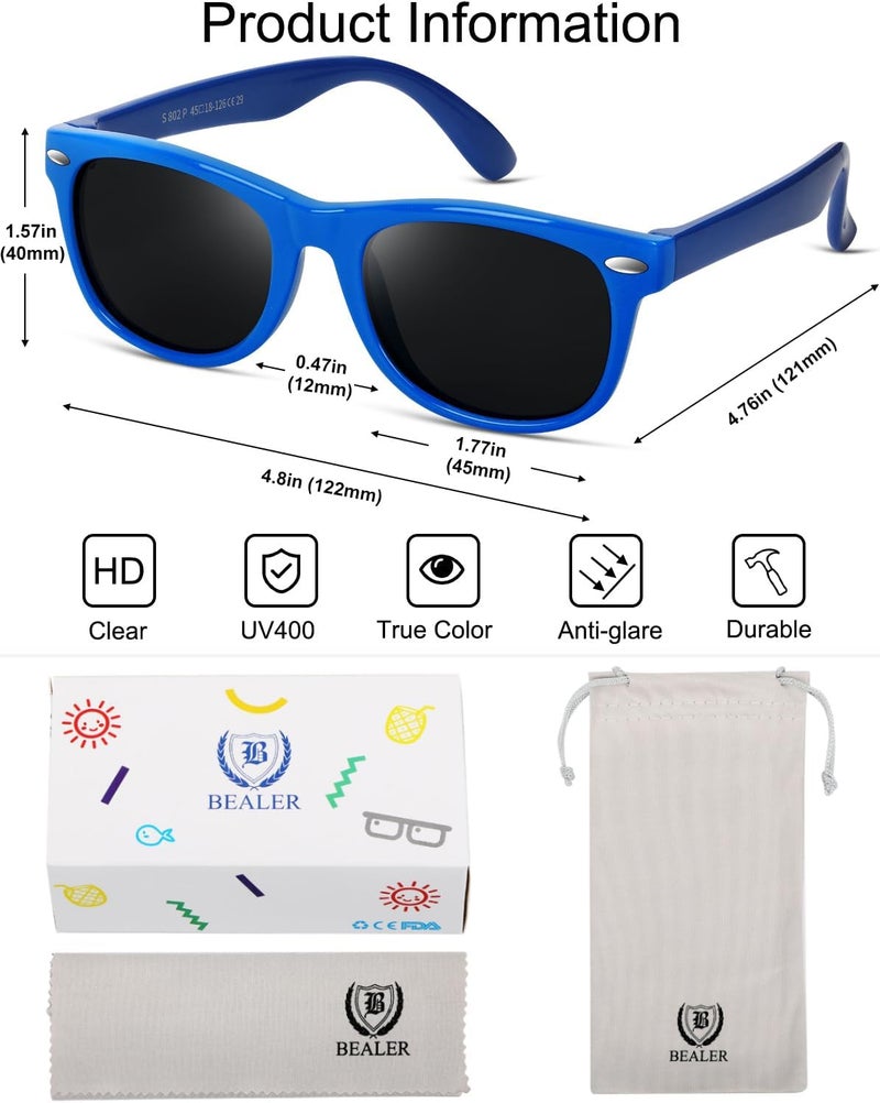 BEALER Store Kids Polarized Sunglasses for Girls Boys UV Protection Sun Glasses Flexible Rubber TPEE Shades for Children Age 3-9 - Image 5
